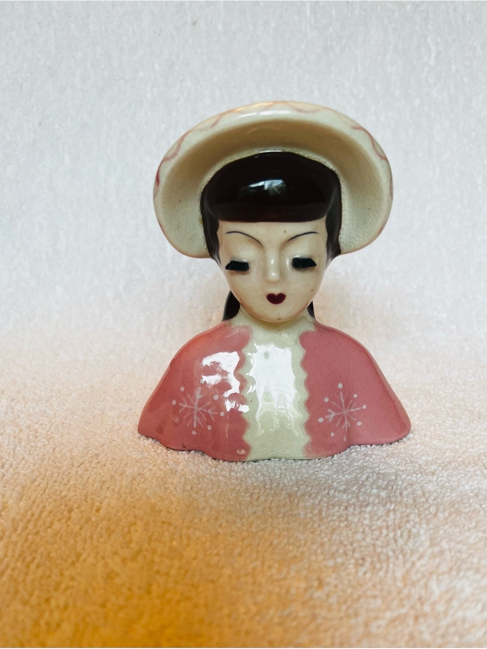 Pink Ceramic Lady Bust Figurine - Decorative Home Accent